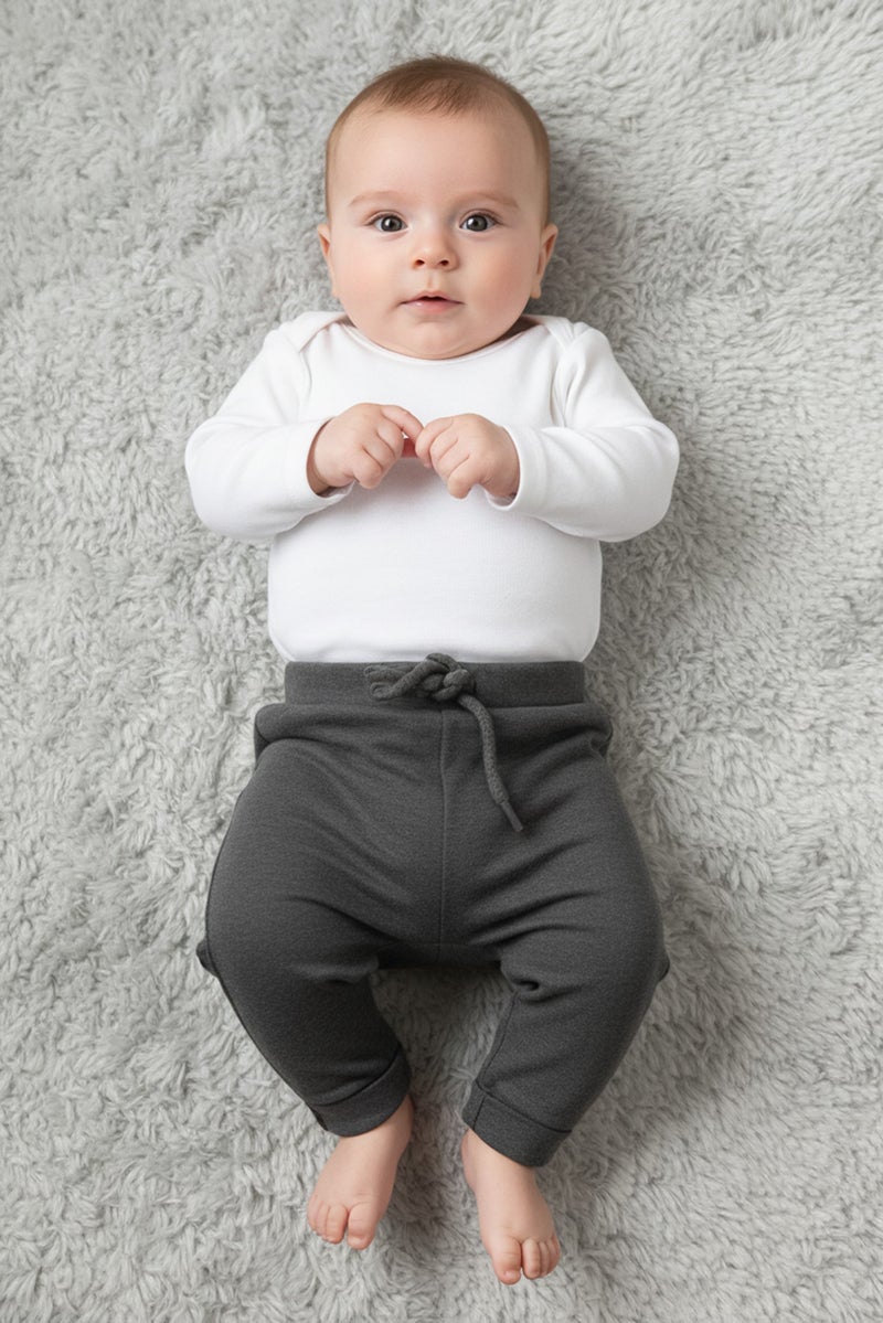 guppy Toddlers Boy Drawstring Plain Sweatpants, Grey - Image 1